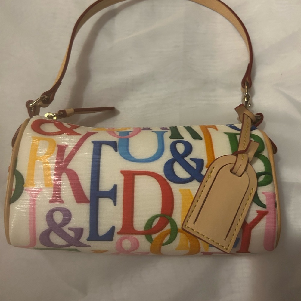 Colorful Letter Print Barrel Shoulder Bag - White Multicolor